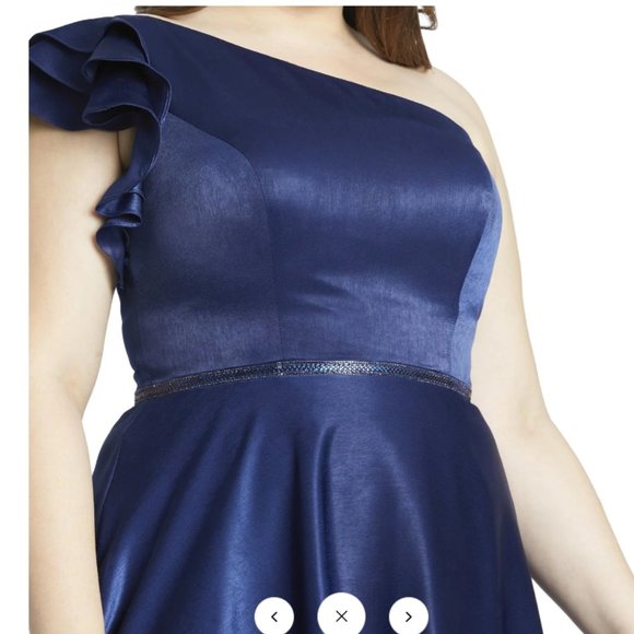 MAC DUGGAL ONE SHOULDER NAVY FIT & FLARE DRESS sz 22W - Picture 3 of 3